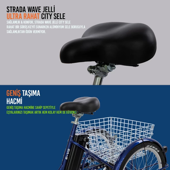Strada E-VO Mekanik Disk 24 Jant Üç Tekerlekli Elektrikli Bisiklet - 7