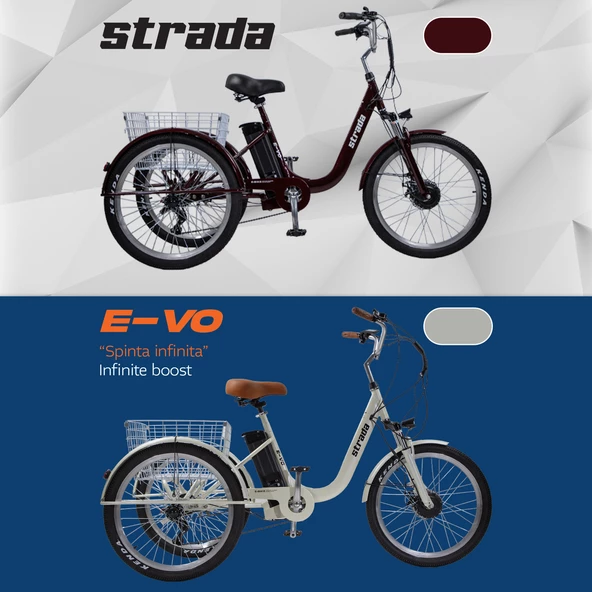 Strada E-VO Mekanik Disk 24 Jant Üç Tekerlekli Elektrikli Bisiklet - 4