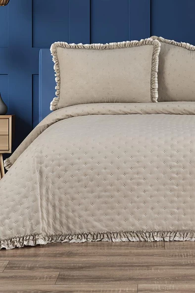 Kapinya Elyaf Dolgulu Tek Kişilik 190x250 Cm Yatak Örtüsü Bej ürün görseli