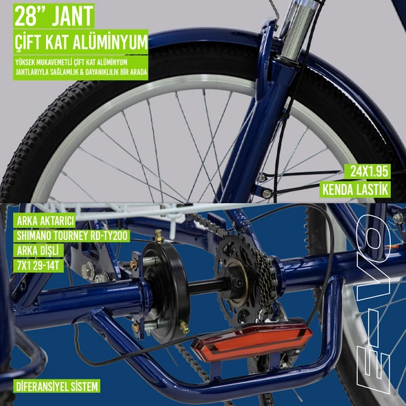 Strada E-VO Mekanik Disk 24 Jant Üç Tekerlekli Elektrikli Bisiklet - 10