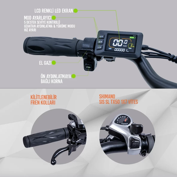 Strada E-TRIO Hidrolik Disk 20 Jant Elektrikli Üç Tekerlekli Bisiklet - 6