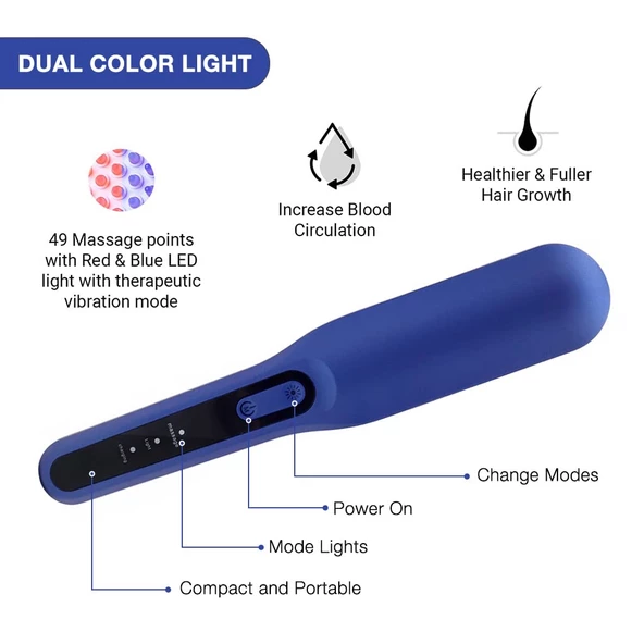Saç Derisi Masaj Tarağı Elektronik Mikro Akım Çok Fonksiyonlu Mavi - 4