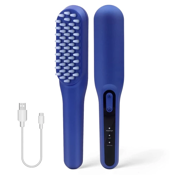 Saç Derisi Masaj Tarağı Elektronik Mikro Akım Çok Fonksiyonlu Mavi