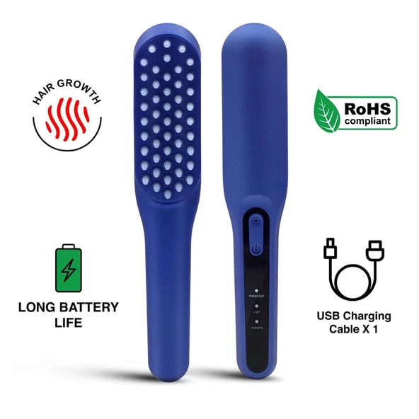 Saç Derisi Masaj Tarağı Elektronik Mikro Akım Çok Fonksiyonlu Mavi - 3