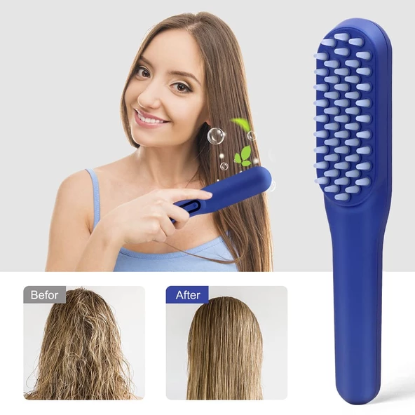 Saç Derisi Masaj Tarağı Elektronik Mikro Akım Çok Fonksiyonlu Mavi - 6