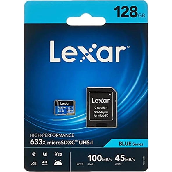 Lexar 128GB 633X Microsdxc Uhs-I U3 100/45 Mb/sn Yüksek Performanslı Microsd Hafıza Kartı