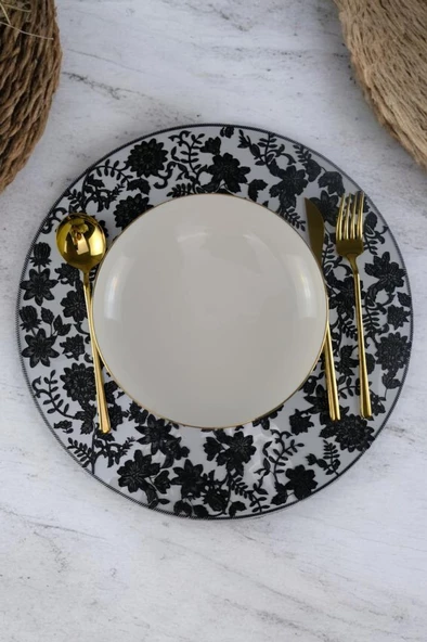 Digithome Acar 6’lı Amerikan Servisi Supla Yuvarlak Siyah 38 Cm – ACR-345 C320.033 - 2