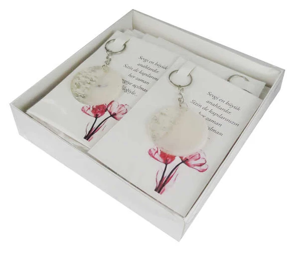 EPOKSİ ANAHTARLIK KARTLI YUVARLAK GÜMÜŞ 1 ADET - Resim 3