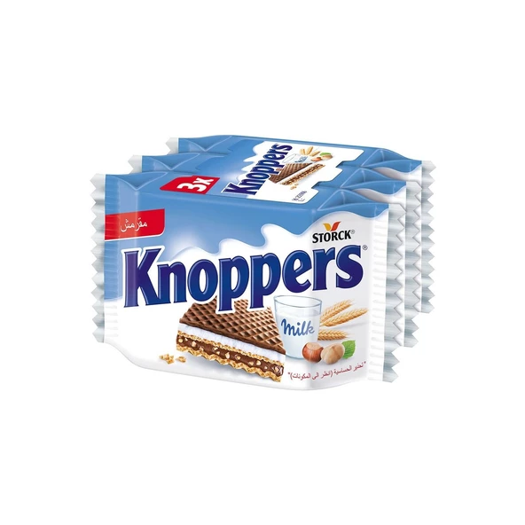 Knoppers Sütlü Krema ve Nuga Kremalı Fındıklı Gofret 25 Gr 3'lü Paket