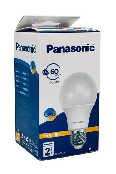 Panasonic 8,5W (60W) Led Ampul 2700K - Sarı Işık 10 Adet Tasarufflu Lamba - Resim 2