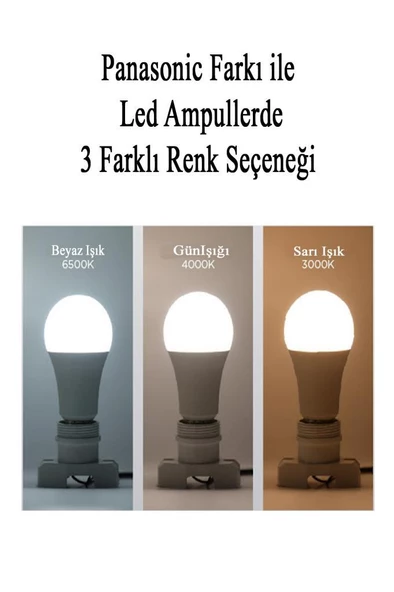 Panasonic 8,5W (60W) Led Ampul 2700K - Sarı Işık 10 Adet Tasarufflu Lamba - Resim 4