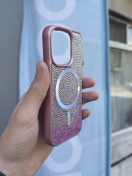 İphone 15 Kılıf Diamont MagSafe Hologramlı Kapak - 9