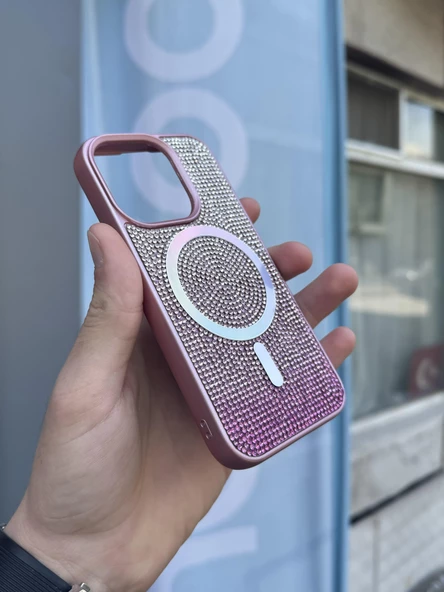 İphone 15 Kılıf Diamont MagSafe Hologramlı Kapak - 8