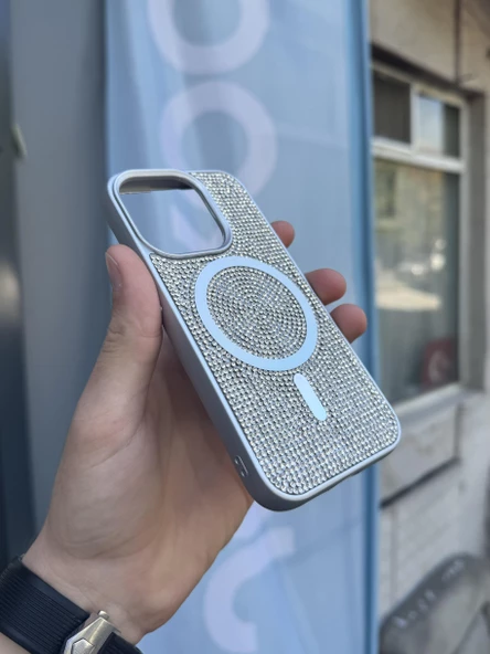 İphone 15 Kılıf Diamont MagSafe Hologramlı Kapak - 11