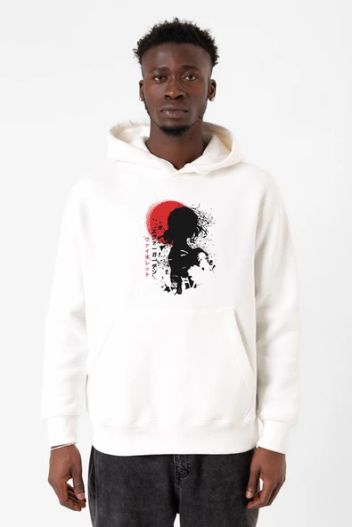 Violet Evergarden Anime Dark Poster Beyaz Erkek 3ip Kapşonlu Sweatshirt