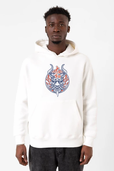 One Piece Anime Yamato Mask Beyaz Erkek 3ip Kapşonlu Sweatshirt ürün görseli
