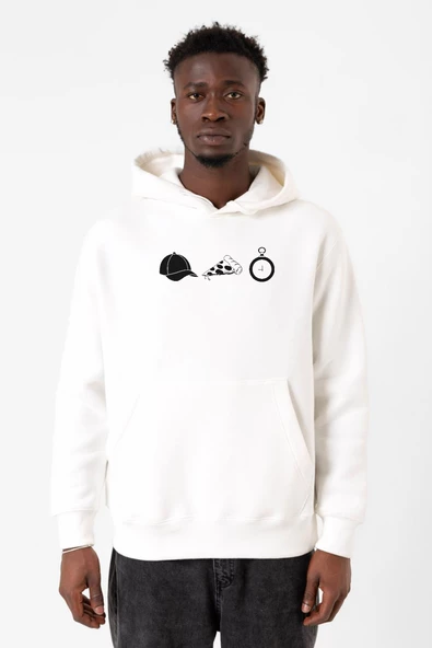 The Walking Dead Glenn Rhee Symbols Beyaz Erkek 3ip Kapşonlu Sweatshirt