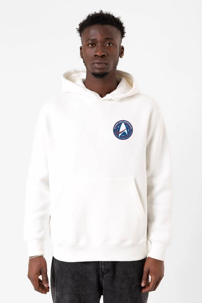 Star Trek Discovery Starfleet Command Beyaz Erkek 3ip Kapşonlu Sweatshirt