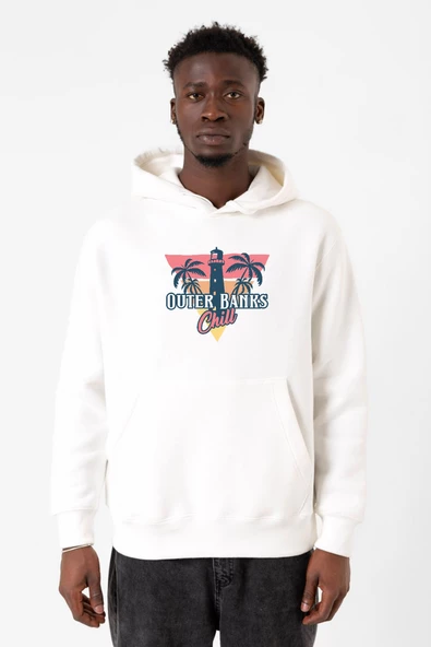 Outer Banks Chill Beyaz Erkek 3ip Kapşonlu Sweatshirt