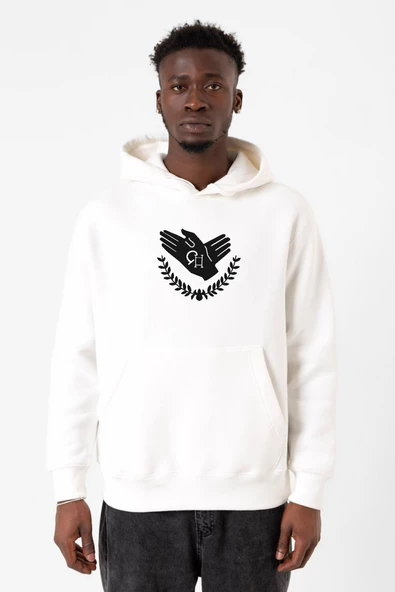 Violet Evergarden Anime CH Postal Company Logo Beyaz Erkek 3ip Kapşonlu Sweatshirt ürün görseli