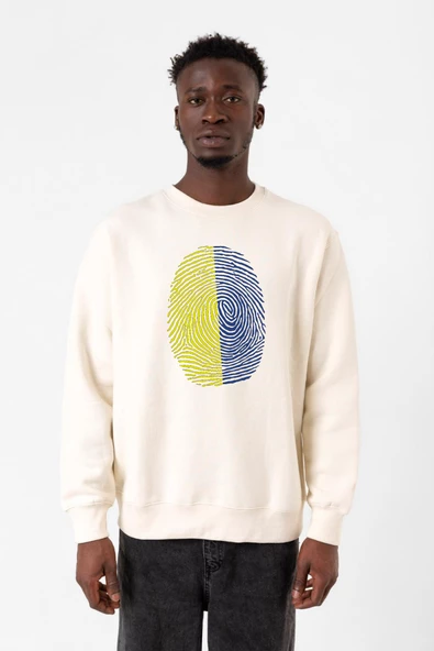 Sarı Lacivert Parmak İzi Ekru Erkek 2ip Sweatshirt
