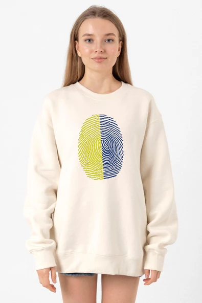 Sarı Lacivert Parmak İzi Ekru Kadın 2ip Sweatshirt