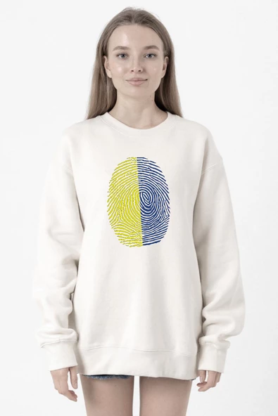 Sarı Lacivert Parmak İzi Beyaz Kadın 2ip Sweatshirt ürün görseli