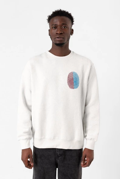 Bordo Mavi Parmak İzi Beyaz Erkek 2ip Sweatshirt