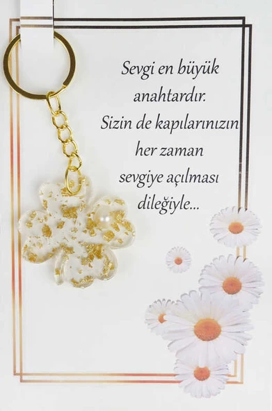 EPOKSİ ANAHTARLIK KARTLI YONCA ALTIN 1 ADET - 1