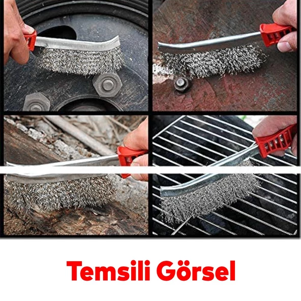 Plastik Saplı Metal Tel Fırça Kir Pas Mangal Barbekü Izgara Çok Amaçlı Temizleme Fırçası 30 mm - 3