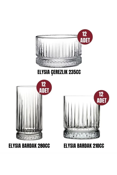 Paşabahçe elysia 36 parça su bardak - meşrubat bardağı ve çerezlik seti takımı ürün görseli