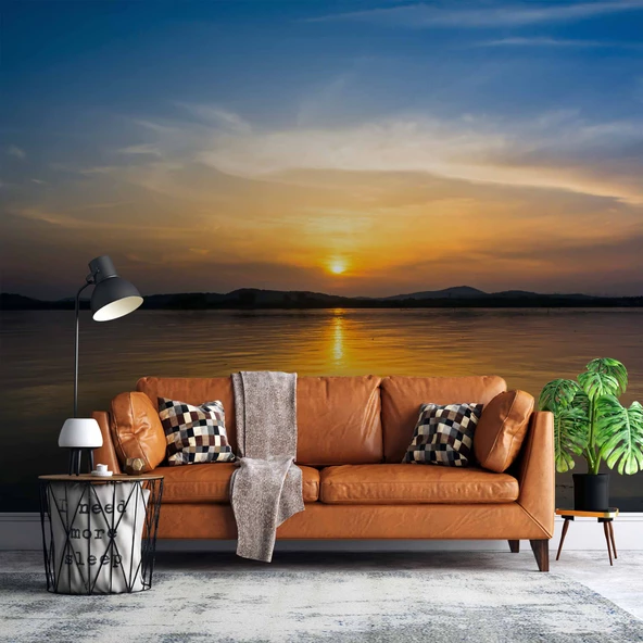 Denizde Gündoğumu Manzaralı Duvar Kağıdı Baskı ürün görseli