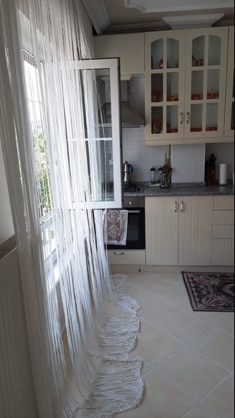 İP MODEL BEYAZ RENK İP PERDE 180 Cm En 280 cm Boy  2 mm şeritler halinde hazır ip perde - Resim 5