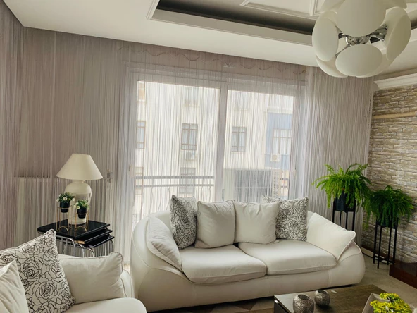 İP MODEL BEYAZ RENK İP PERDE 180 Cm En 280 cm Boy  2 mm şeritler halinde hazır ip perde - Resim 12