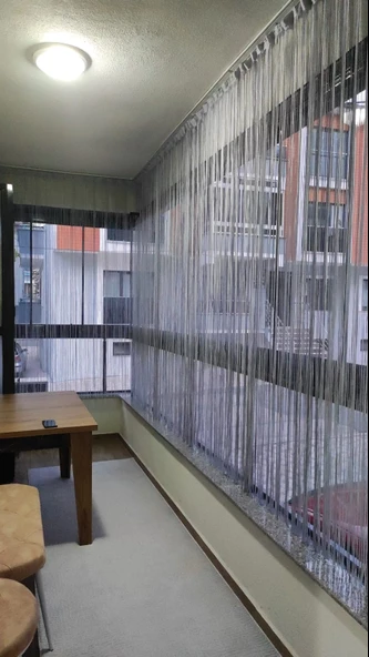 İP MODEL BEYAZ RENK İP PERDE 180 Cm En 280 cm Boy  2 mm şeritler halinde hazır ip perde - Resim 2