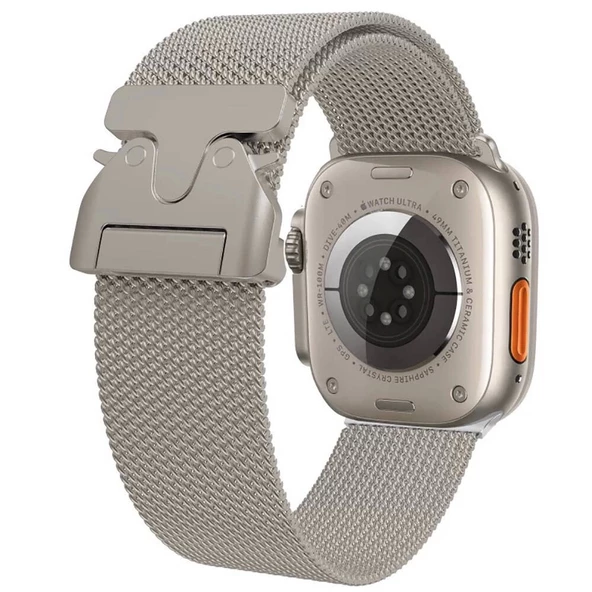 Apple Watch 44mm Uyumlu KRD-25 Metal Hasır Kordon