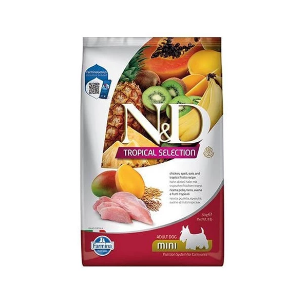 N&D Tropical Selection Tavuklu Ve Tropical Meyveli Mini Irk Yetişkin Köpek Maması 5 Kg