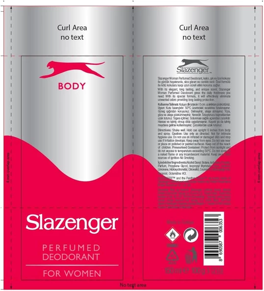 Slazenger Body Kırmızı Kadın Sprey Deodorant 150 ml - Resim 2