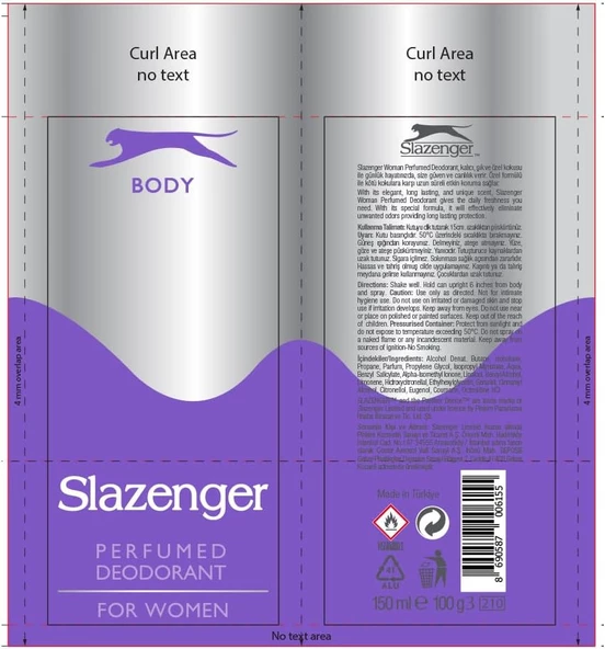 Slazenger Body Mor Kadın Sprey Deodorant 150 ml - Resim 2