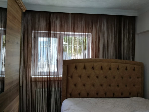 İP MODEL KAHVERENGİ RENK İP PERDE 180 Cm En 280 cm Boy  2 mm şeritler halinde hazır ip perde - Resim 3