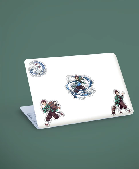 Tanjiro Kamado-Inosuke Hashibira -Demon Slayer-2li çıkartma-etiket-süsleme-hediye - Resim 7