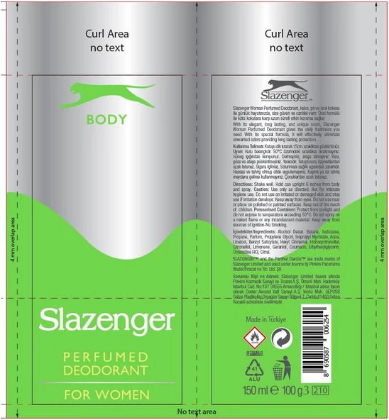 Slazenger Body Yeşil Kadın Sprey Deodorant 150 ml - Resim 2