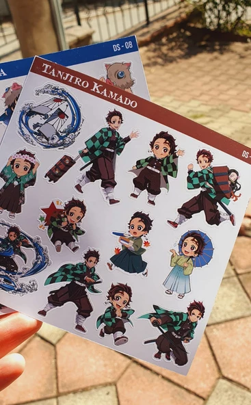 Tanjiro Kamado-Inosuke Hashibira -Demon Slayer-2li çıkartma-etiket-süsleme-hediye - Resim 8