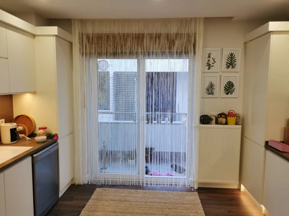 İP MODEL KREM RENK İP PERDE 180 Cm En 280 cm Boy  2 mm şeritler halinde hazır ip perde - Resim 5