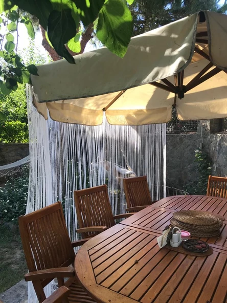 İP MODEL KIRIK BEYAZ RENK İP PERDE 180 Cm En 280 cm Boy  2 mm şeritler halinde hazır ip perde - Resim 4