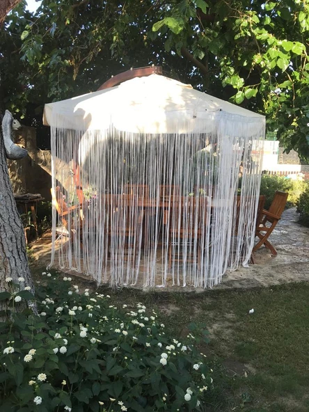 İP MODEL KREM RENK İP PERDE 180 Cm En 280 cm Boy  2 mm şeritler halinde hazır ip perde - Resim 2