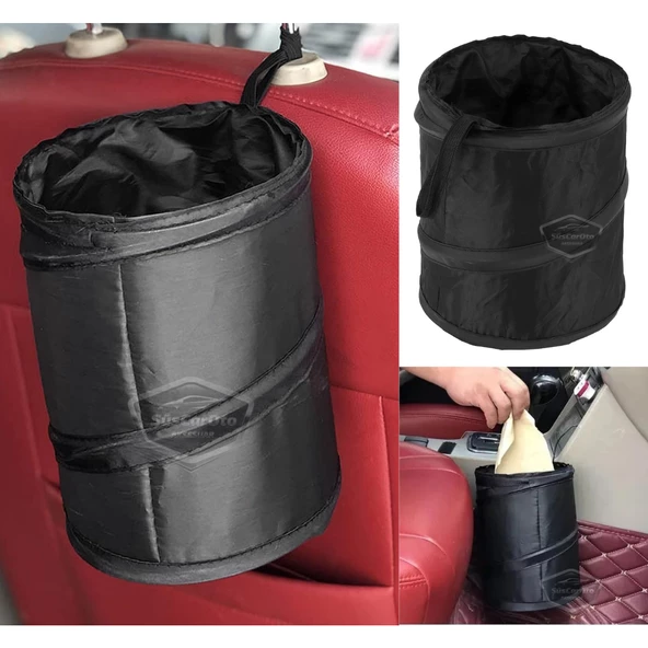 Araç İçi Çöp Kovası Katlanabilir Portatif Taşınabilir Küllük Araba Çöp Kutusu Oto Organizer Fonksiyonel Mini Depolama Saklama Kutusu Düzenleyici Siyah