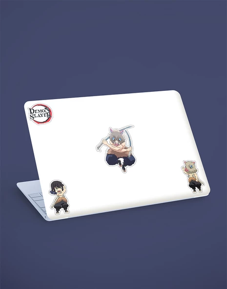 Tanjiro Kamado-Inosuke Hashibira -Demon Slayer-2li çıkartma-etiket-süsleme-hediye - Resim 5