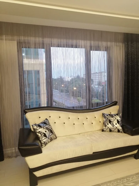 İP MODEL KREM RENK İP PERDE 180 Cm En 280 cm Boy  2 mm şeritler halinde hazır ip perde - Resim 9