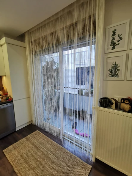 İP MODEL KREM RENK İP PERDE 180 Cm En 280 cm Boy  2 mm şeritler halinde hazır ip perde - Resim 8